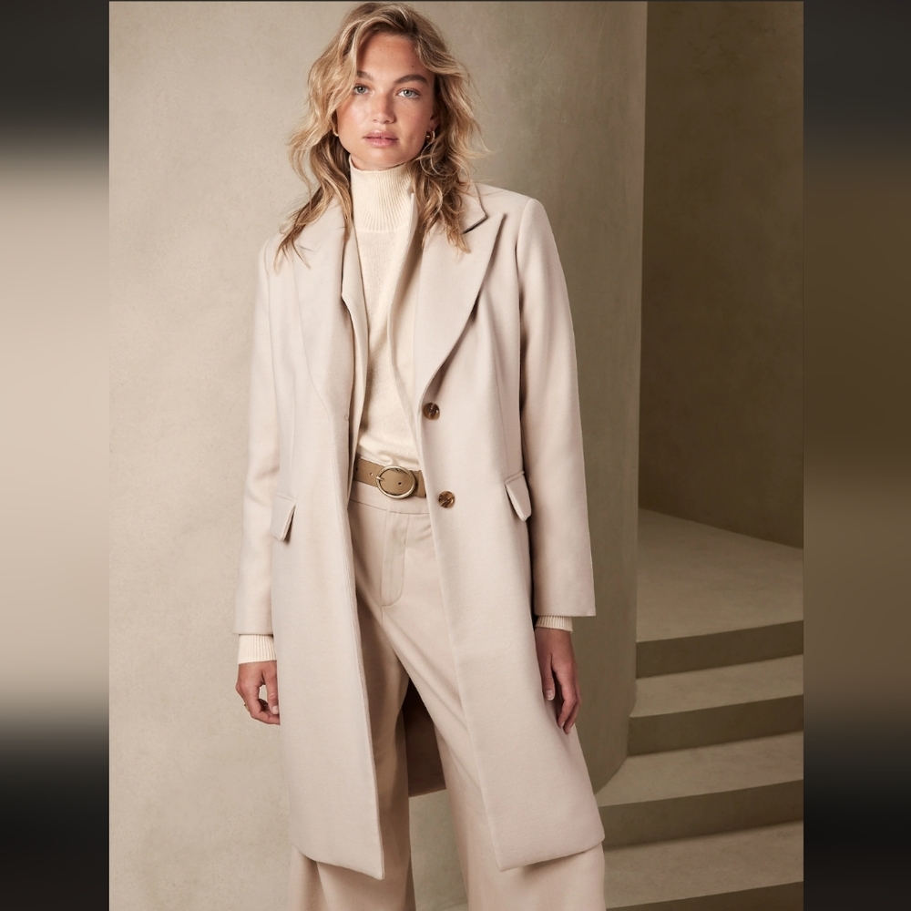 Banana Republic Natural Double Cloth Pea Coat